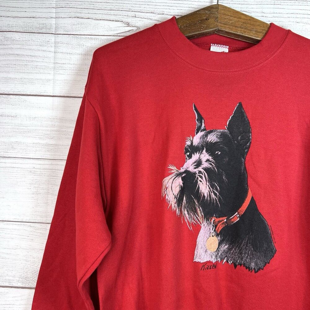 Vintage Jerzees Killen Scottie Dog Sweatshirt Red Crewneck Pullover Size M - Picture 3 of 10